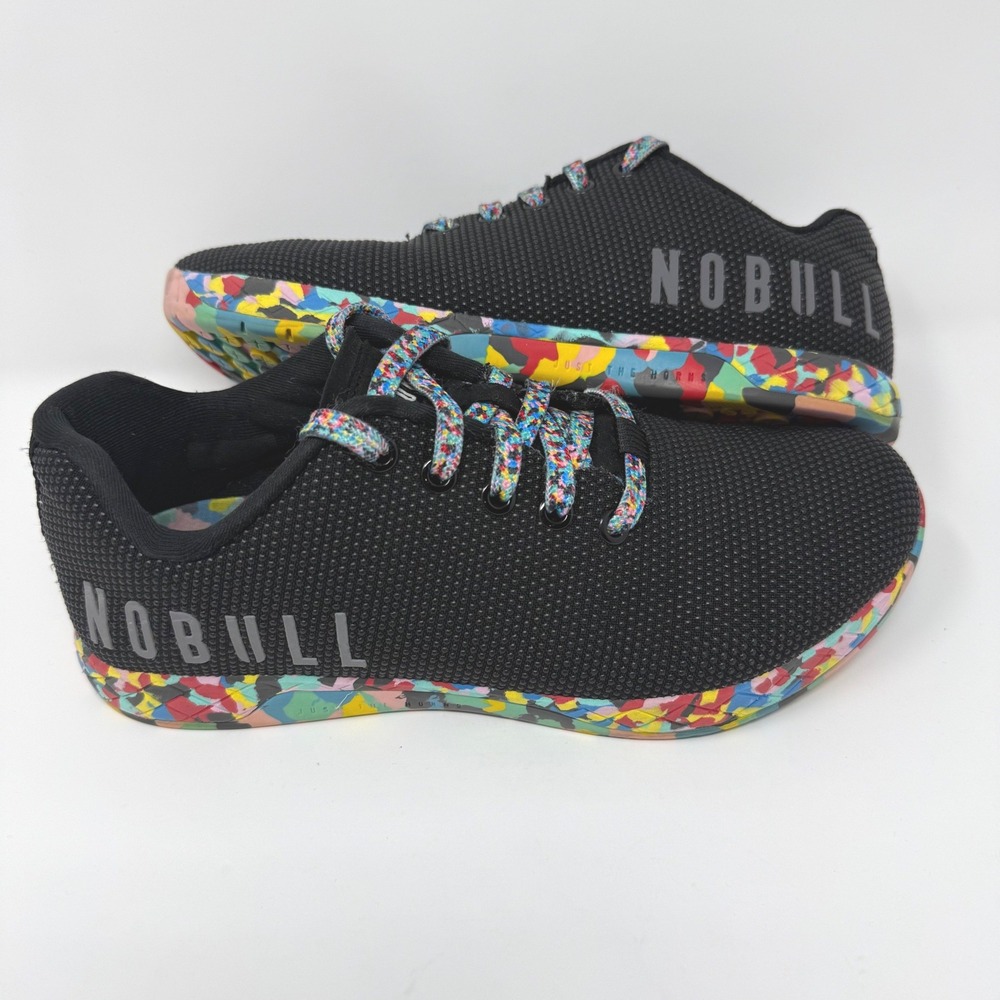 NOBULL Trainer Multi-Color Confetti Sole Rainbow Lace Shoes Womens 9 Mens 7.5